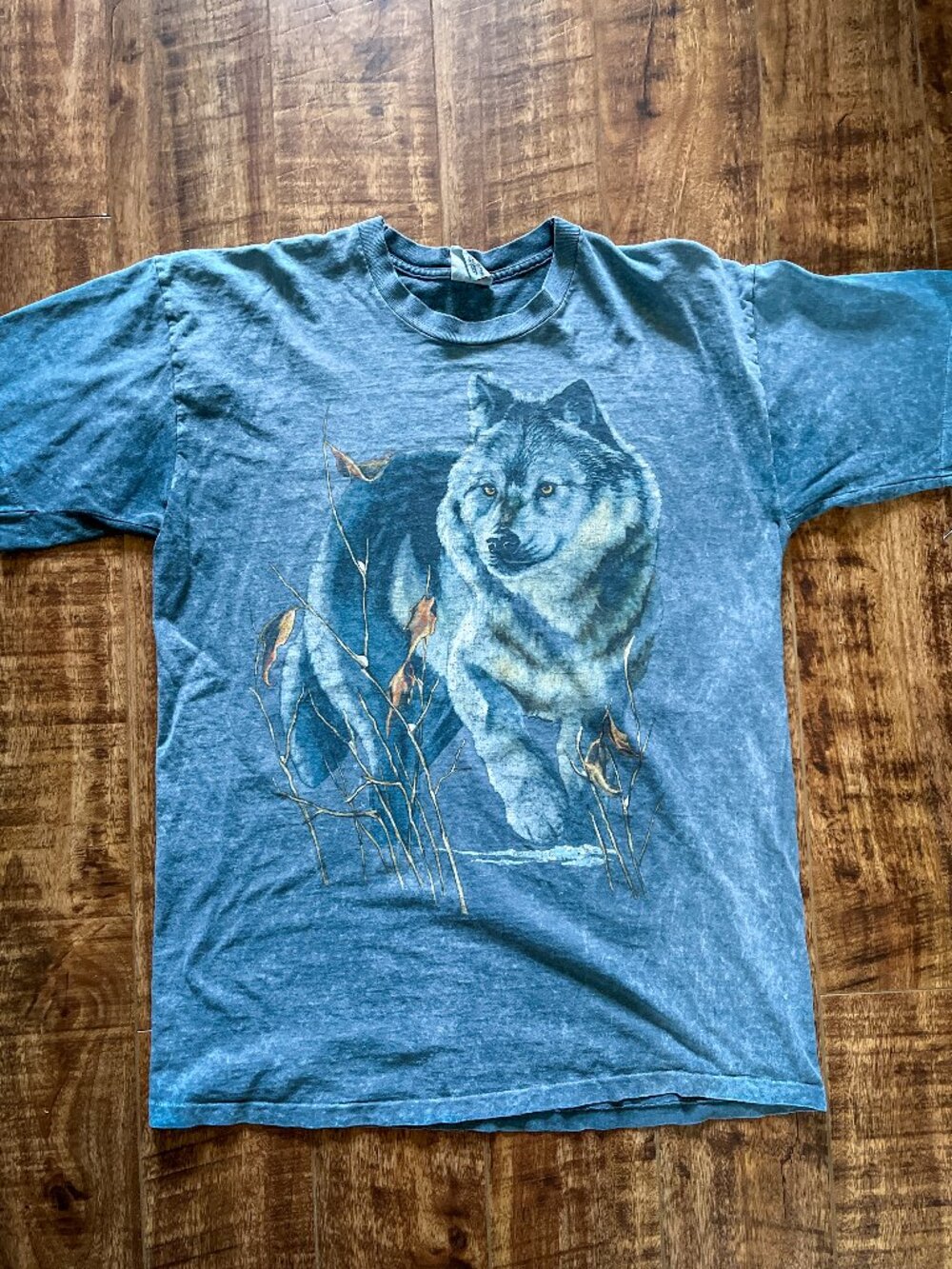 90s Wolf Nature Graphic Print T Shirt Size XL Harlequin Nature